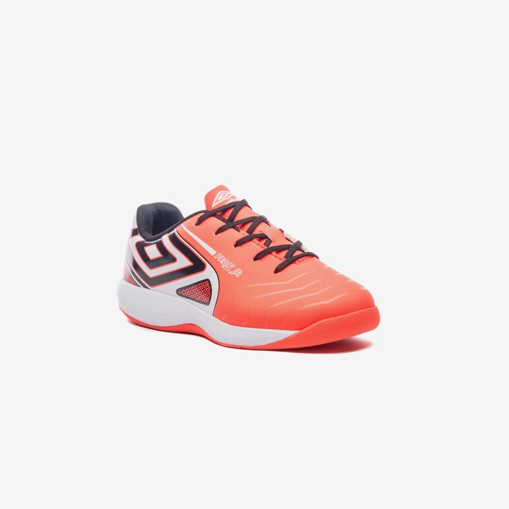 Chuteira Futsal Umbro Pro 5 Jr Laranja/Branco/Preto 3