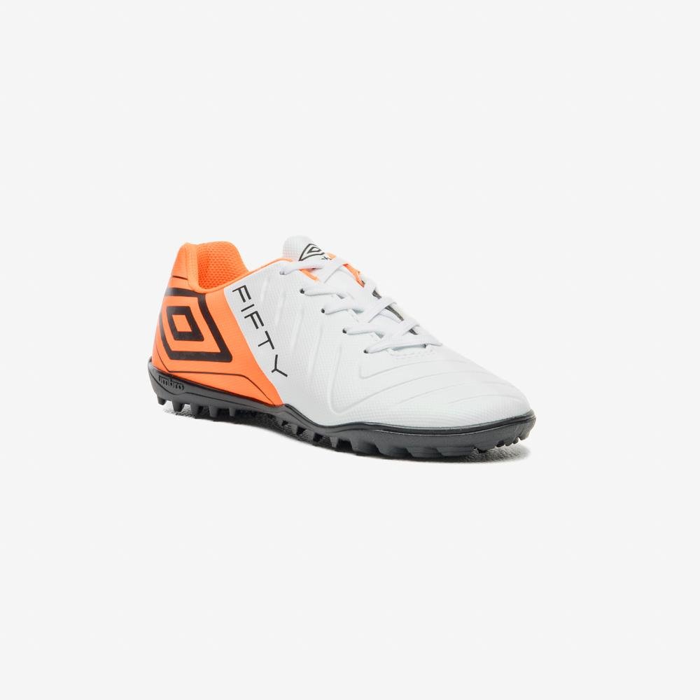 Chuteira Society Umbro Fifty Vi Jr Branco/Laranja/Preto 3