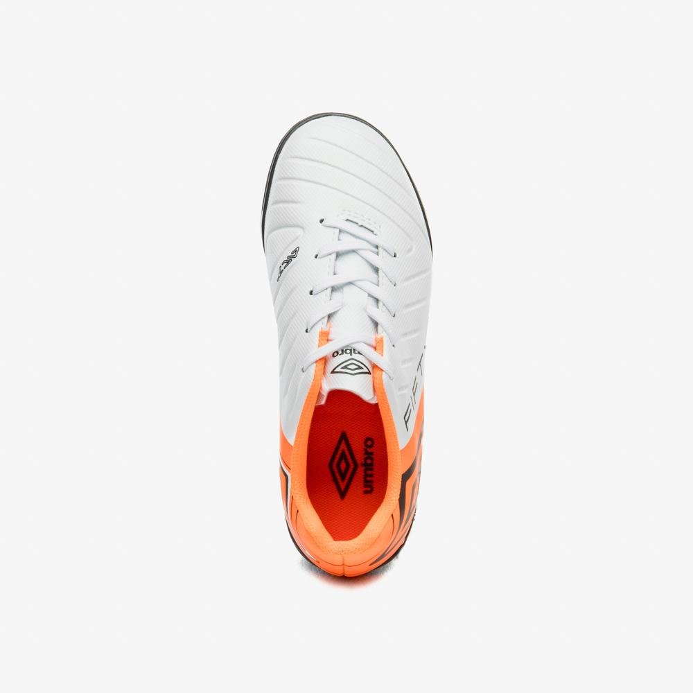 Chuteira Society Umbro Fifty Vi Jr Branco/Laranja/Preto 4