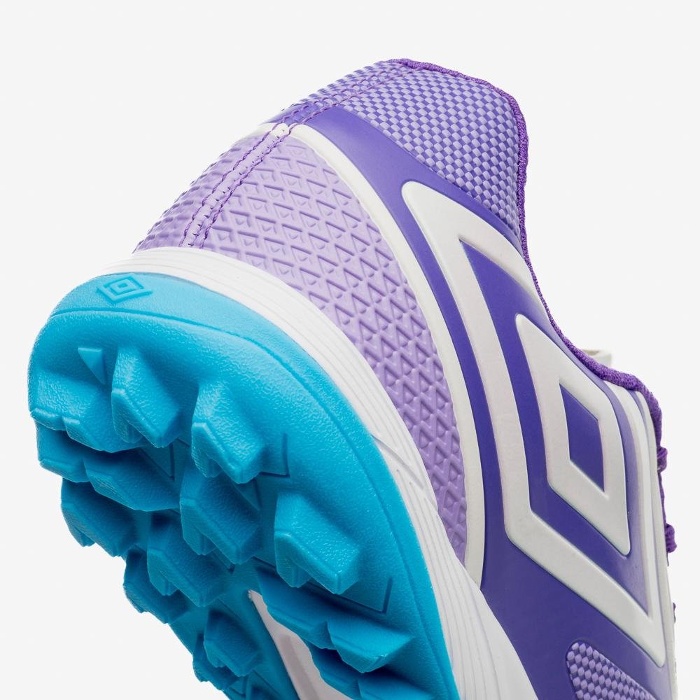Chuteira Society Umbro Pro 5 Bump Club Branco/Roxo/Azul 7