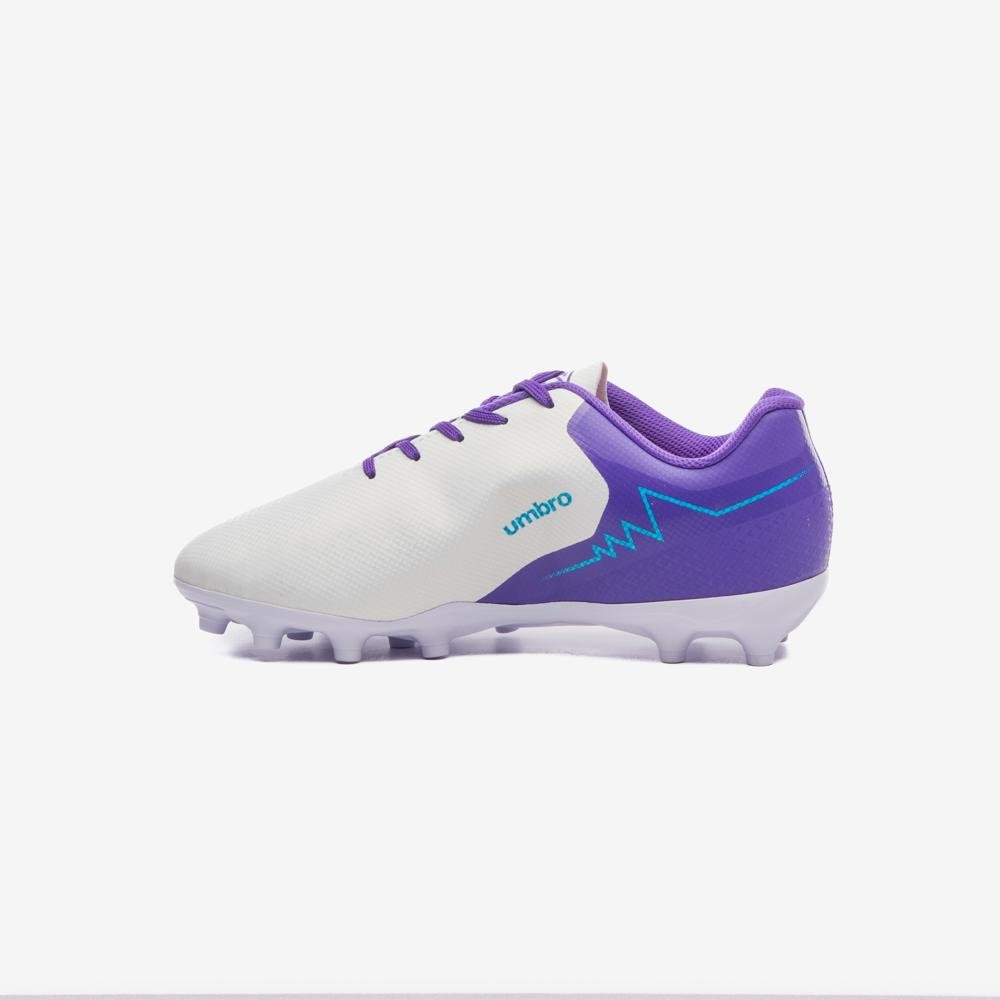 Chuteira Campo Umbro Adamant Top Speed Jr Branco/Roxo 2
