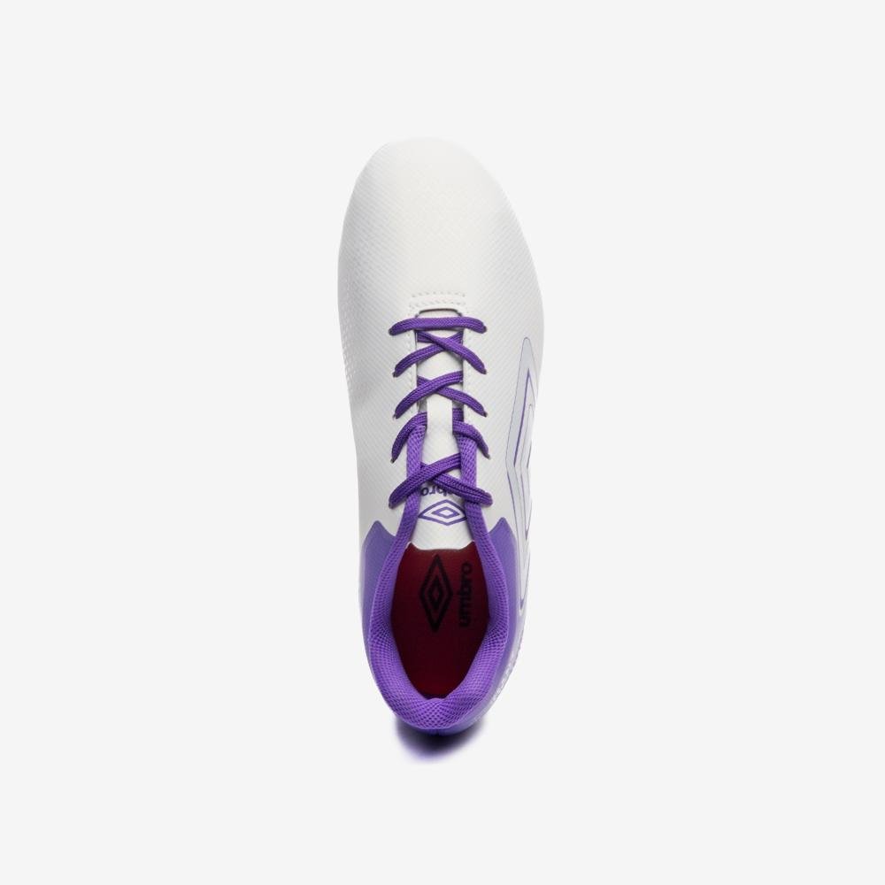 Chuteira Campo Umbro Adamant Top Speed Jr Branco/Roxo 4