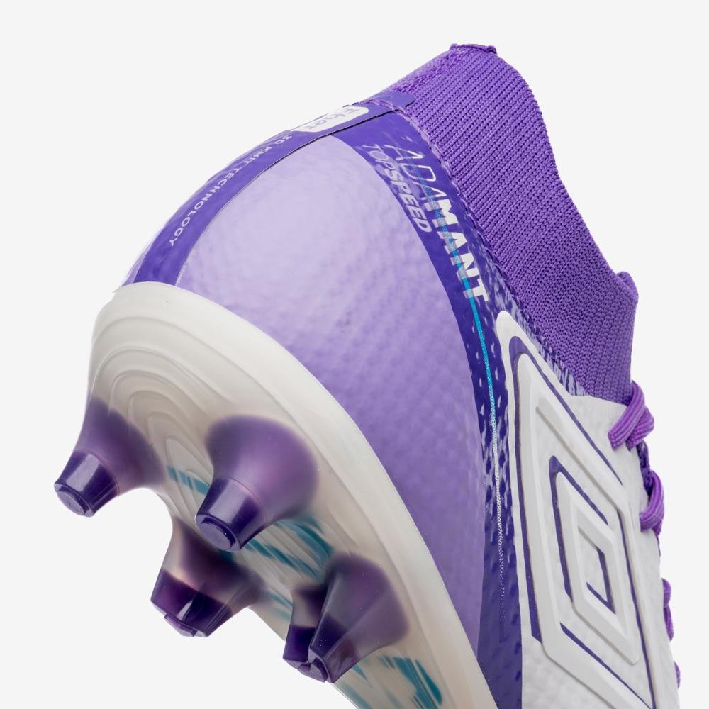 Chuteira Campo Umbro Adamant Top Speed Pro Branco/Roxo 7