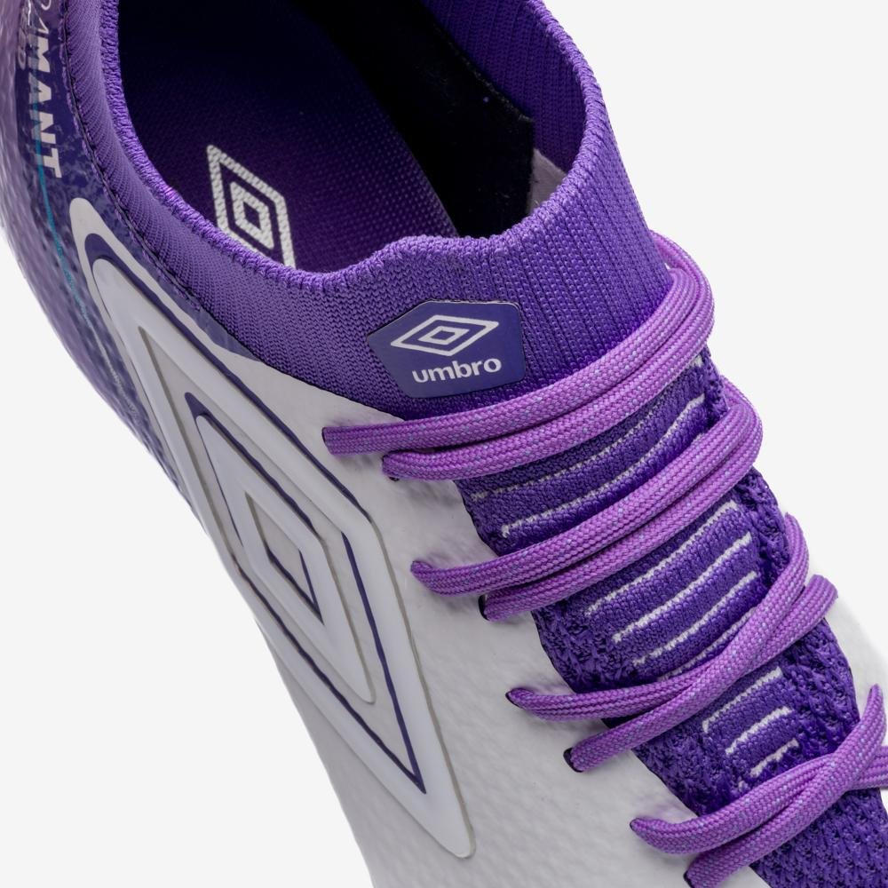 Chuteira Campo Umbro Adamant Top Speed Pro Branco/Roxo 9