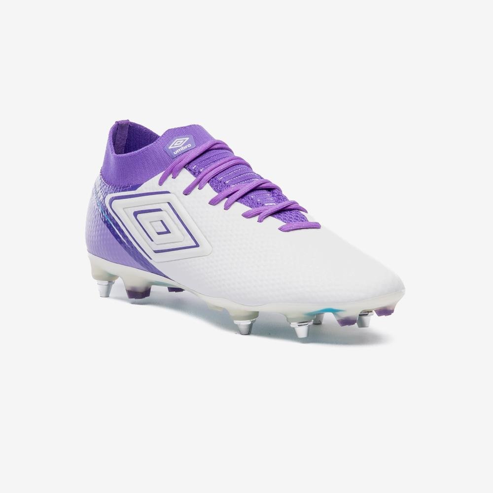 Chuteira Campo Umbro Adamant Top Speed Pro Sg Branco/Roxo 3