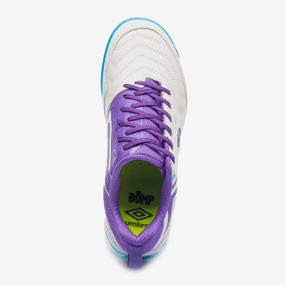 Chuteira Futsal Umbro Pro 5 Bump Branco/Roxo 4