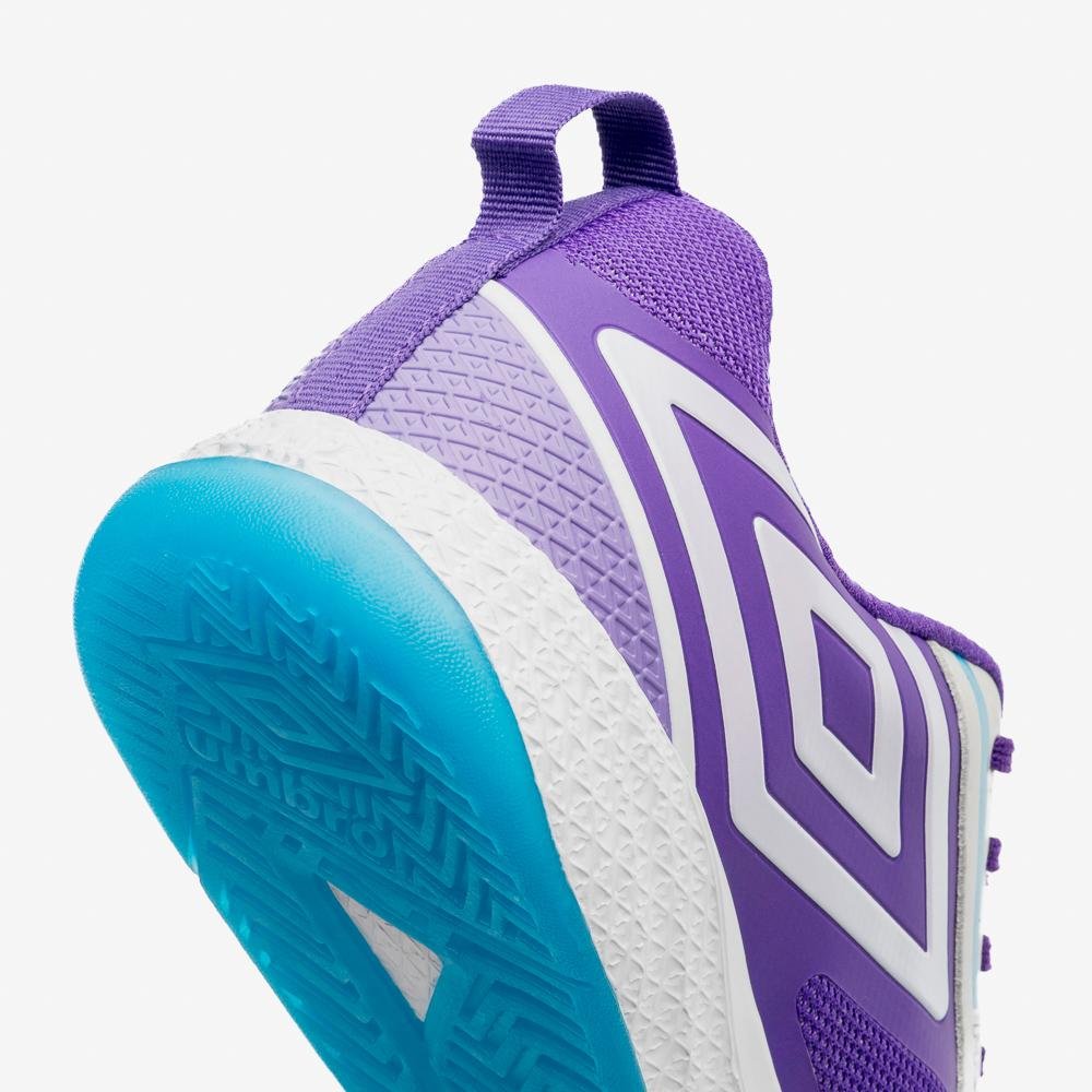 Chuteira Futsal Umbro Pro 5 Bump Branco/Roxo 7