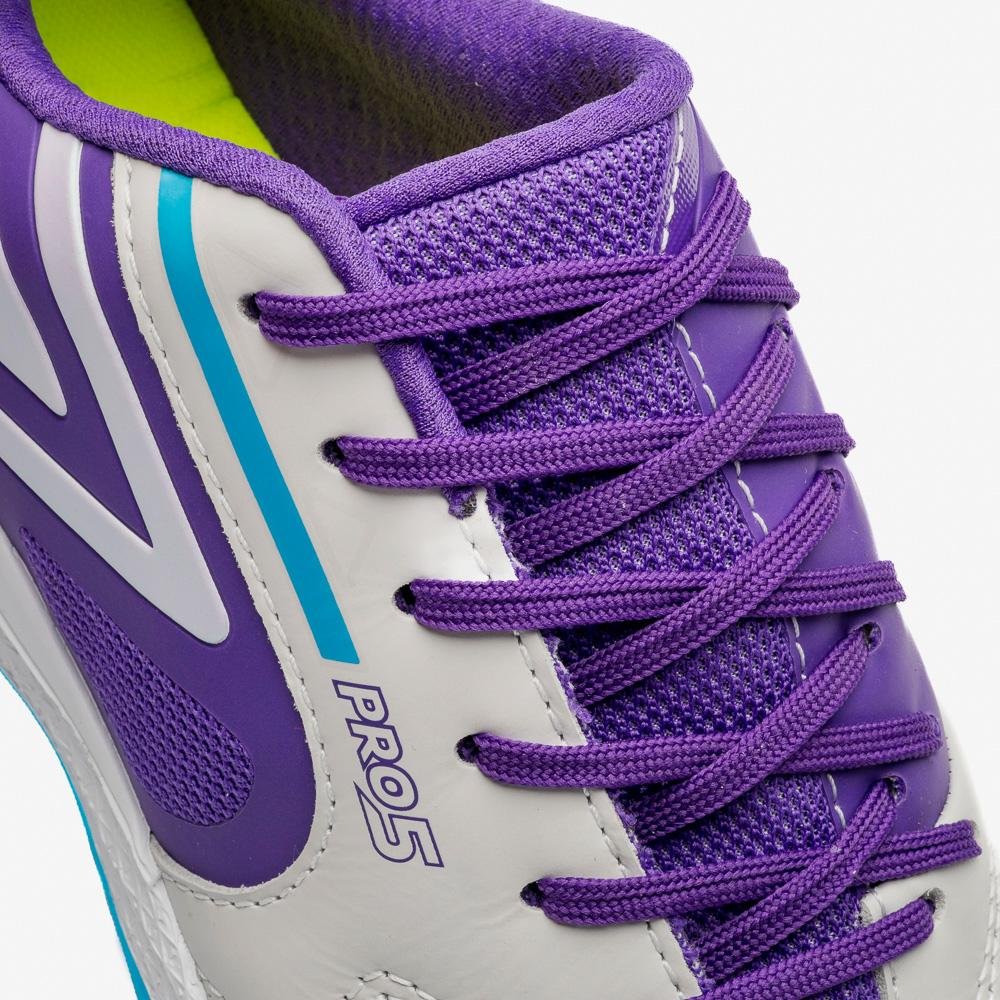 Chuteira Futsal Umbro Pro 5 Bump Branco/Roxo 8