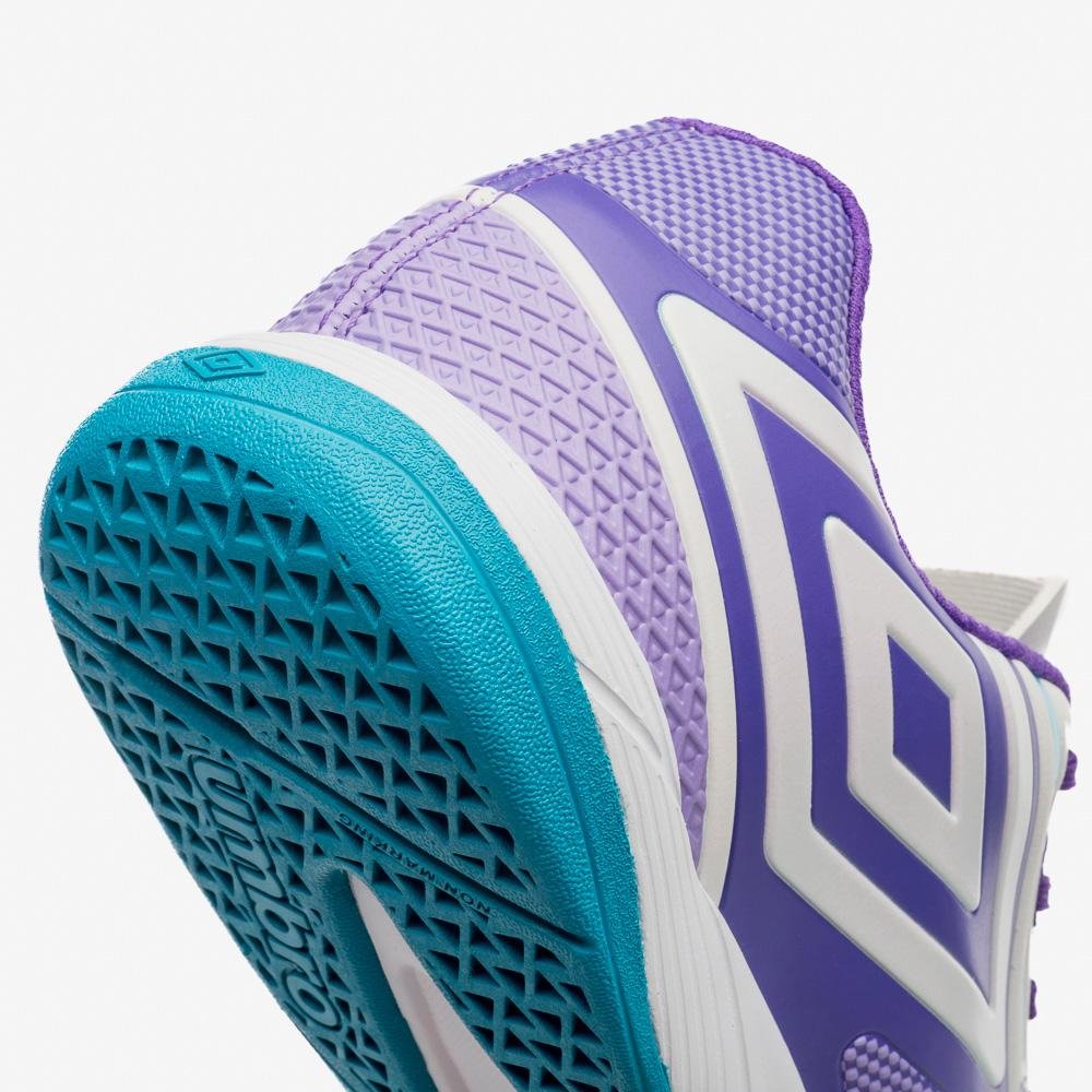 Chuteira Futsal Umbro Pro 5 Bump Club Branco/Roxo 7