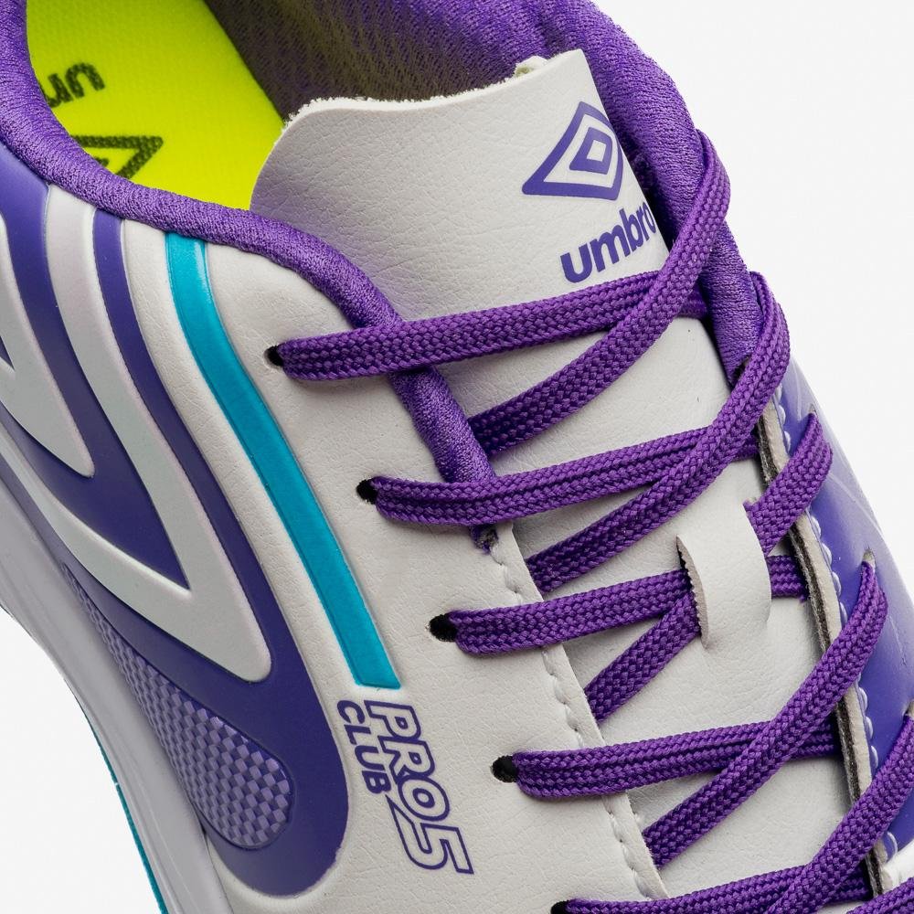 Chuteira Futsal Umbro Pro 5 Bump Club Branco/Roxo 8