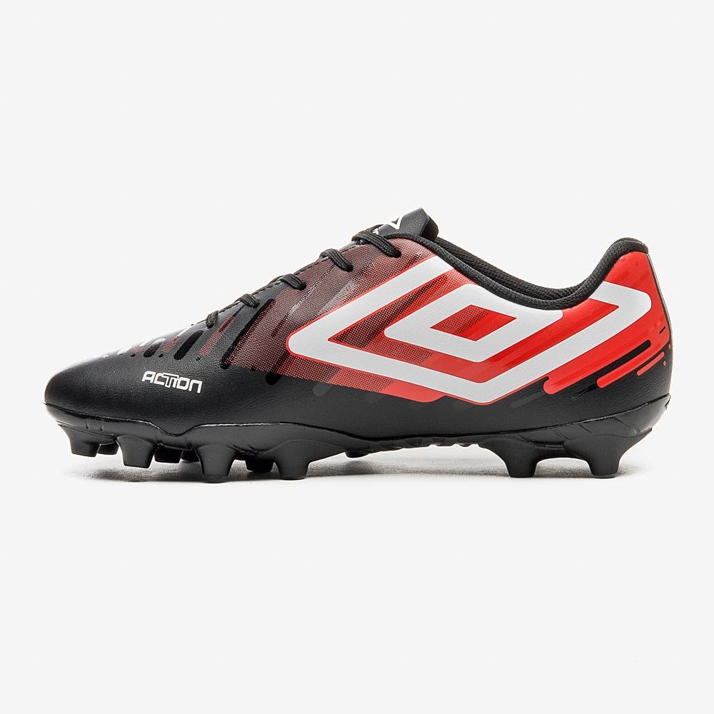 Chuteira Campo Umbro Action Preto/Vermelho 2