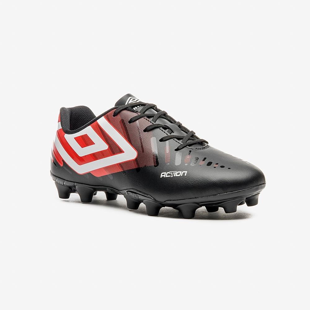 Chuteira Campo Umbro Action Preto/Vermelho 3