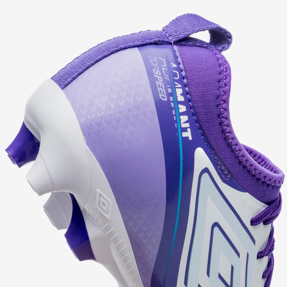 Chuteira Campo Umbro Adamant Top Speed Club Branco/Roxo 7