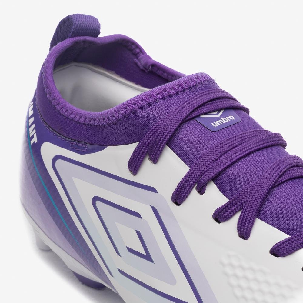 Chuteira Campo Umbro Adamant Top Speed Club Branco/Roxo 8