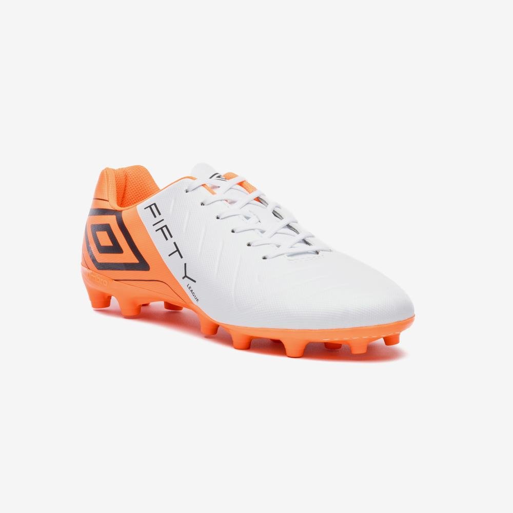 Chuteira Campo Umbro Fifty Vi League Branco/Laranja 3