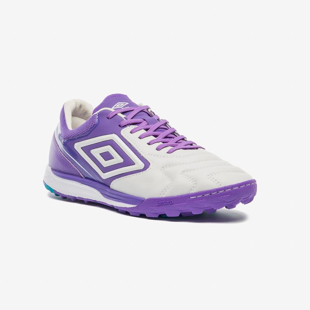 Chuteira Society Umbro Adamant Master Class Pro Bump Branco/Roxo 3