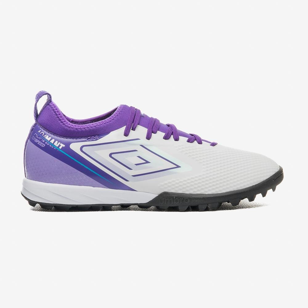Chuteira Society Umbro Adamant Top Speed Club Branco/Roxo 2