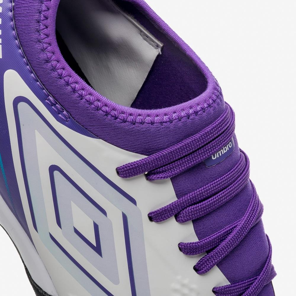 Chuteira Society Umbro Adamant Top Speed Club Branco/Roxo 8