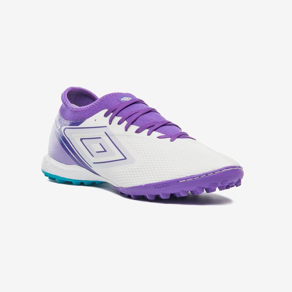 Chuteira Society Umbro Adamant Top Speed Premier Branco/Roxo 3