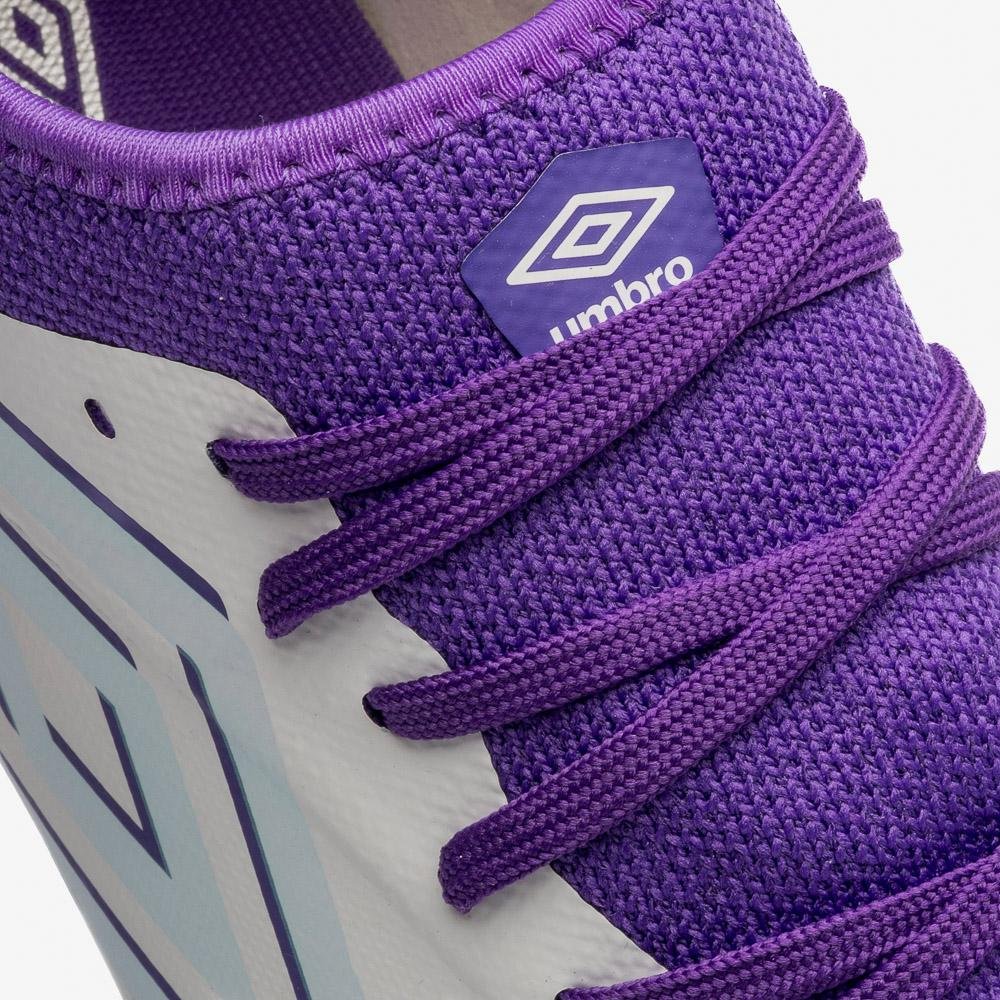 Chuteira Society Umbro Adamant Top Speed Premier Branco/Roxo 9