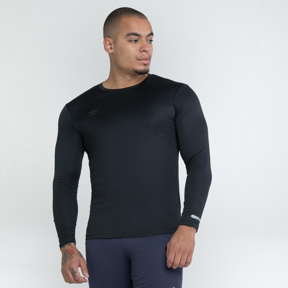 Camisa Ml Masculina Umbro Basic Uv Preto 1
