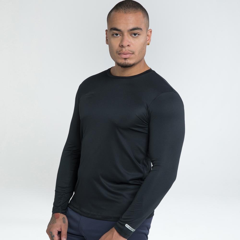 Camisa Ml Masculina Umbro Basic Uv Preto 3
