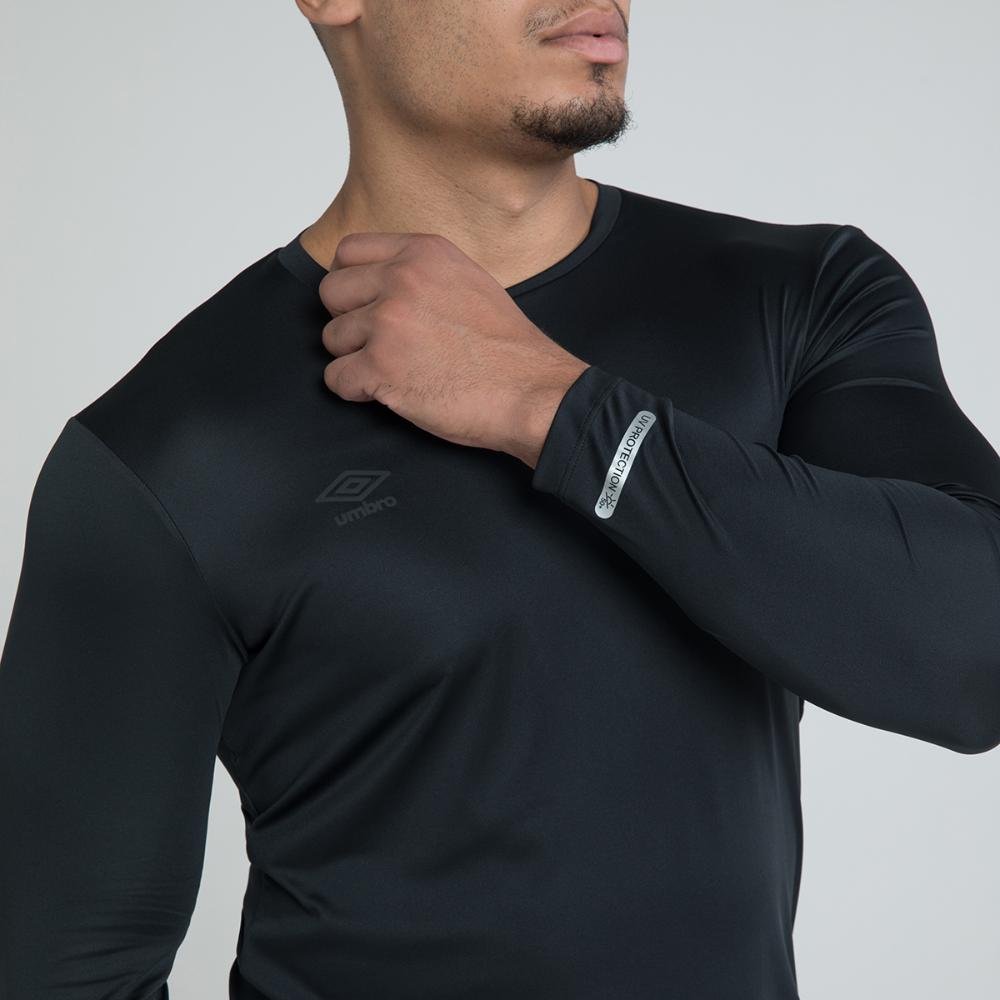 Camisa Ml Masculina Umbro Basic Uv Preto 4