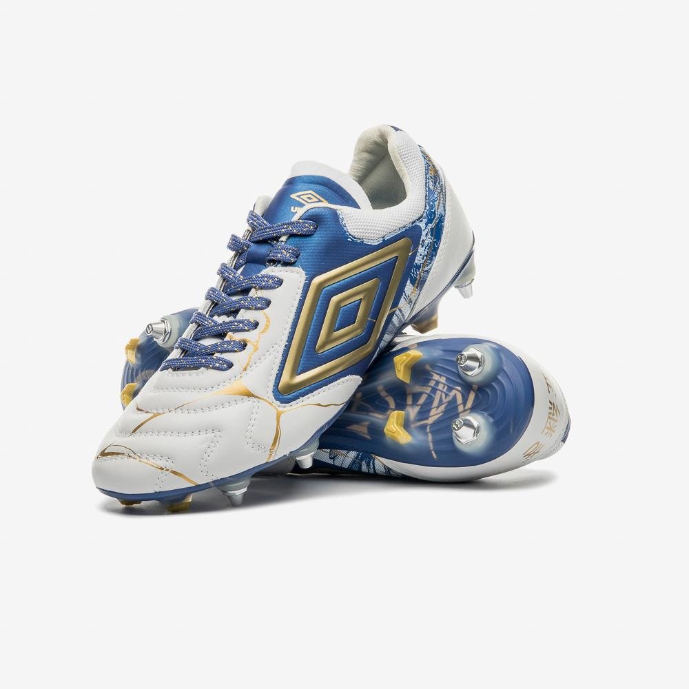 Chuteira Campo Umbro Ada Master Class Pro Sg Kintsugi Branco/Azul 9