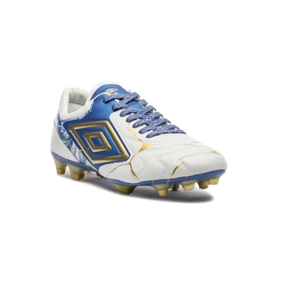 Chuteira Campo Umbro Adamant Master Class Pro Kintsugi Branco/Azul 3