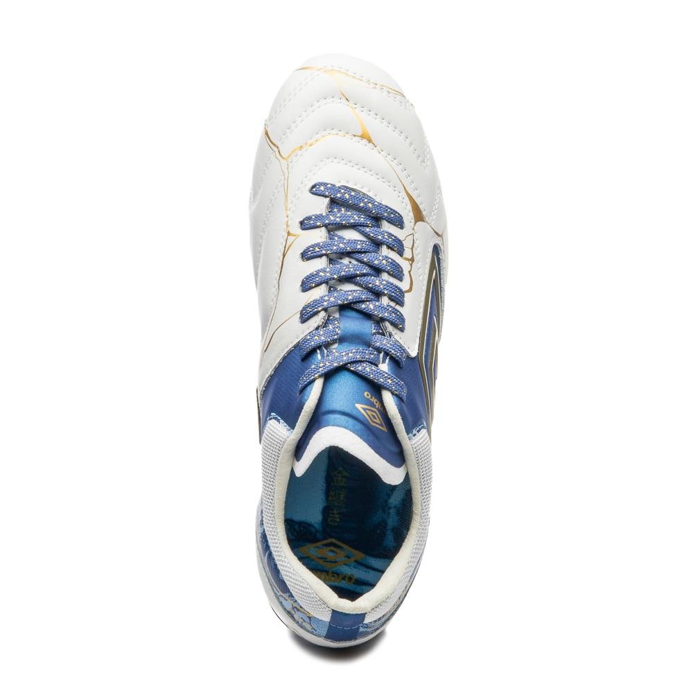 Chuteira Campo Umbro Adamant Master Class Pro Kintsugi Branco/Azul 4