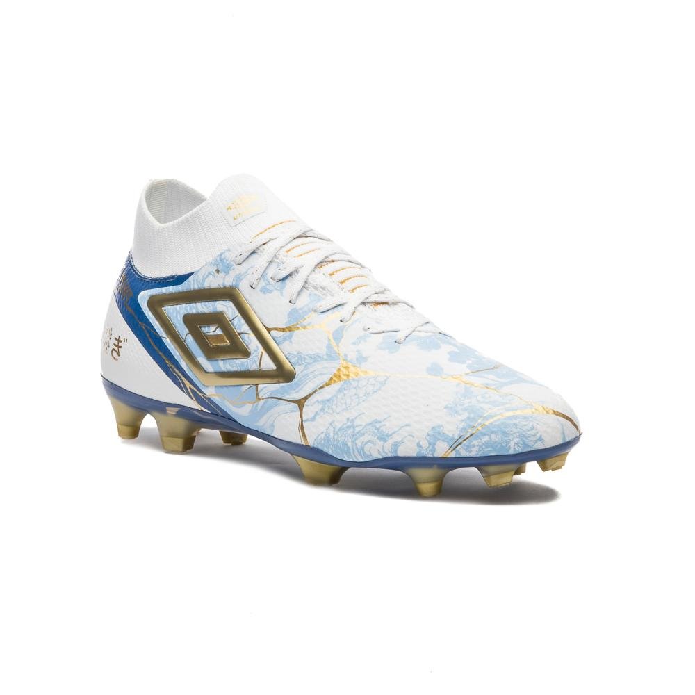Chuteira Campo Umbro Adamant Top Speed Pro Kintsugi Branco/Azul 3