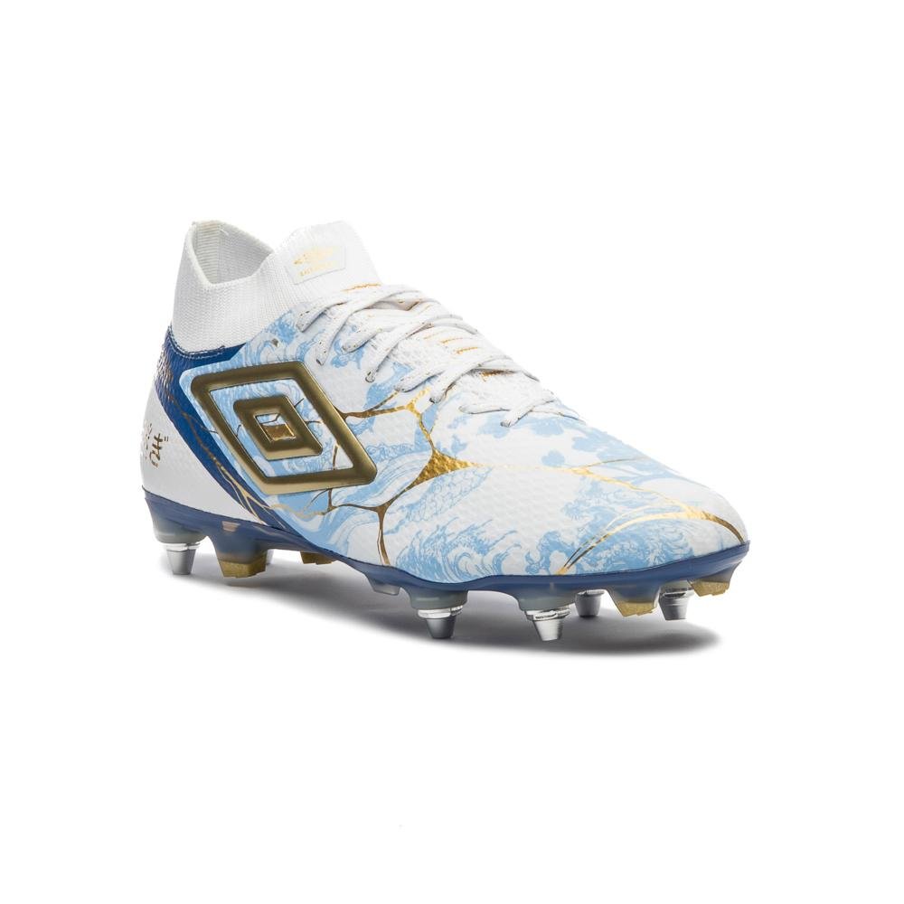 Chuteira Campo Umbro Adamant Top Speed Pro Sg Kintsugi Branco/Azul 3