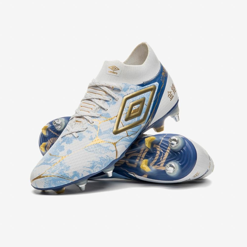 Chuteira Campo Umbro Adamant Top Speed Pro Sg Kintsugi Branco/Azul 8