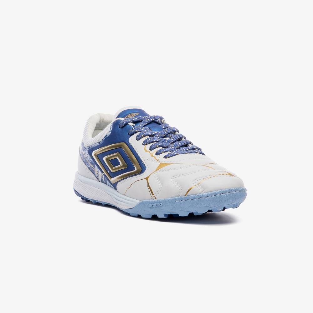 Chuteira Society Umbro Ada Master Class Pro Bump Kintsugi Branco/Azul 3