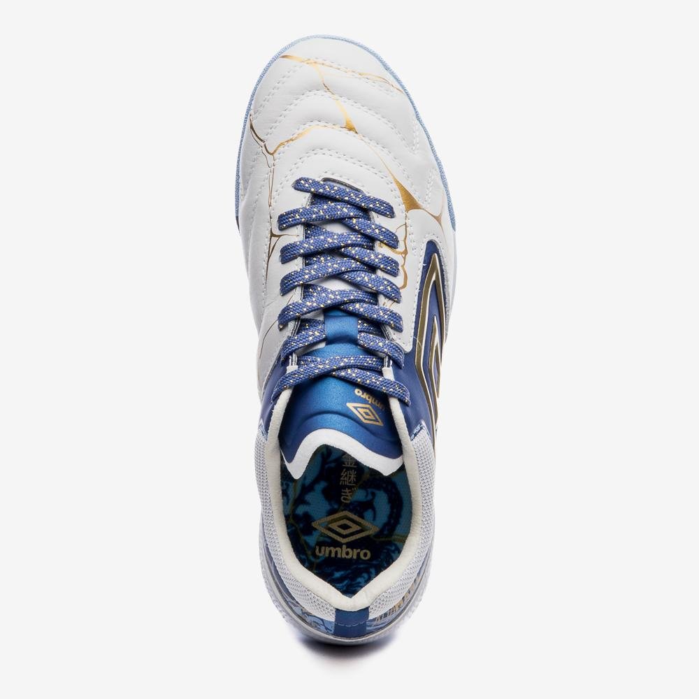 Chuteira Society Umbro Ada Master Class Pro Bump Kintsugi Branco/Azul 4