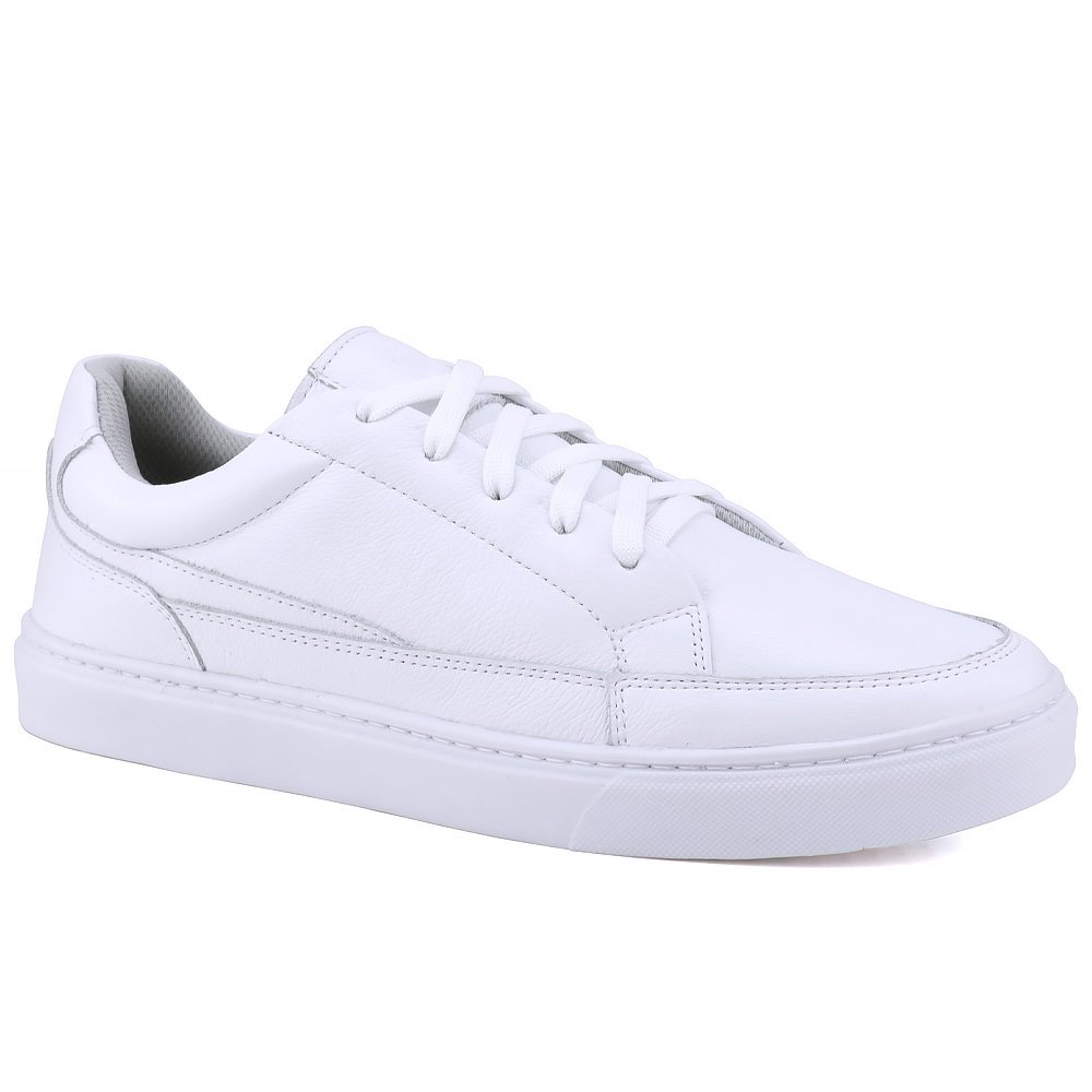 Tenis Casual Masculino Mr. Gutt em Couro Branco Branco 6