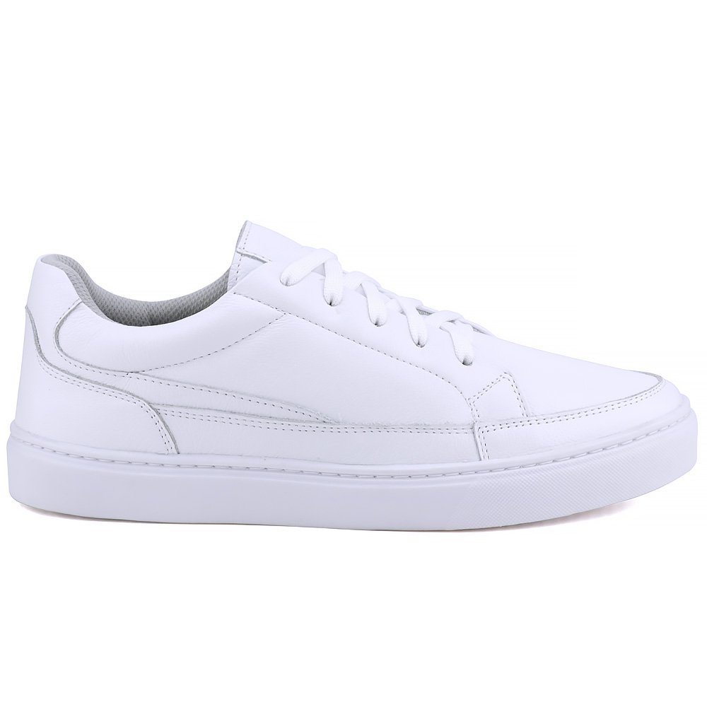 Tenis Casual Masculino Mr. Gutt em Couro Branco Branco 4