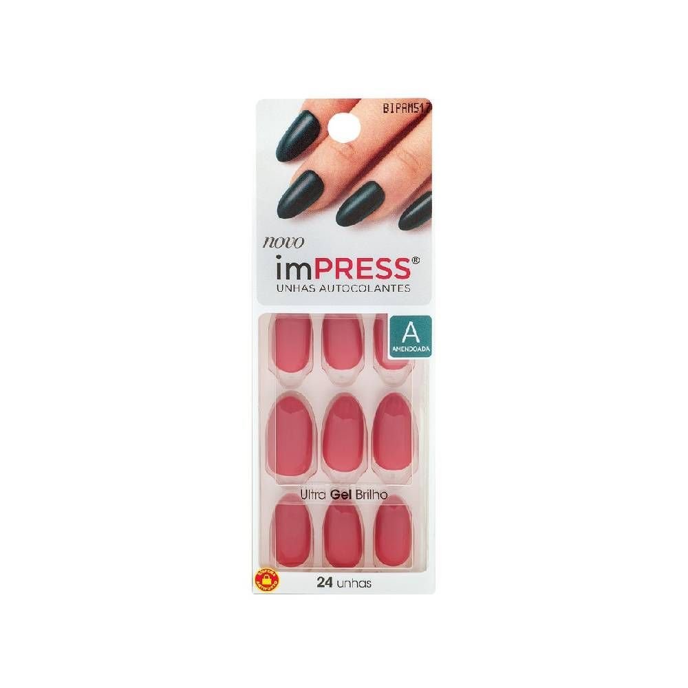 Unhas Postiças Impress Color Almond Rose Quartz