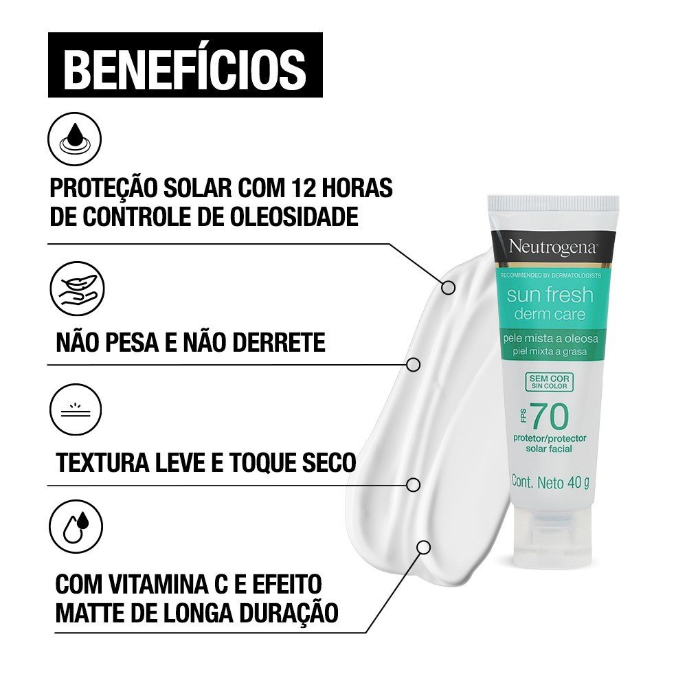 Protetor Solar Facial Neutrogena Sun Fresh Derm Care Sem Cor Fps 70 40g 40g 2