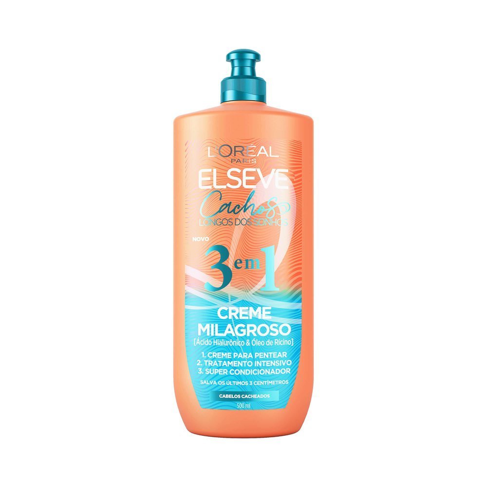 Creme Milagroso 3 Em 1 L’oréal Paris Elseve Cachos Longos Dos Sonhos 500ml
