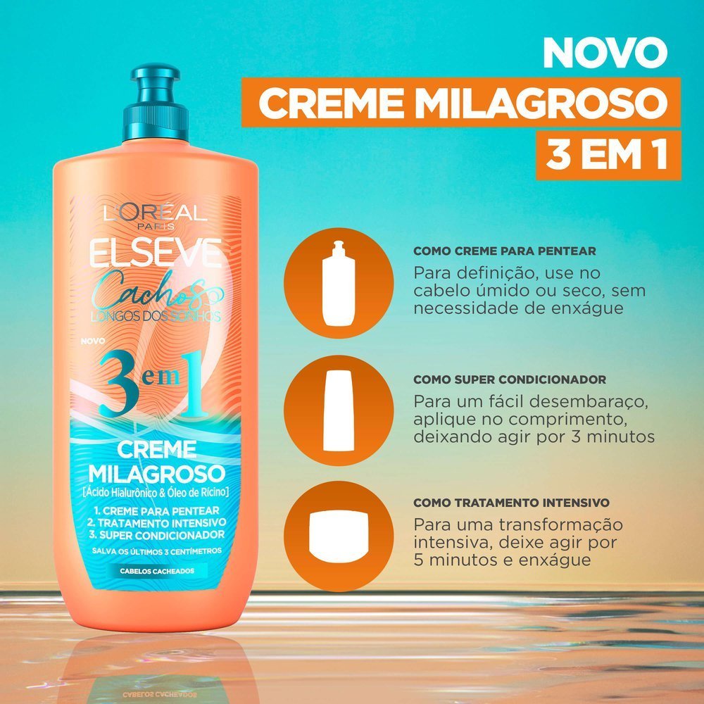 Creme Milagroso 3 Em 1 L’oréal Paris Elseve Cachos Longos Dos Sonhos 500ml 500ml 2