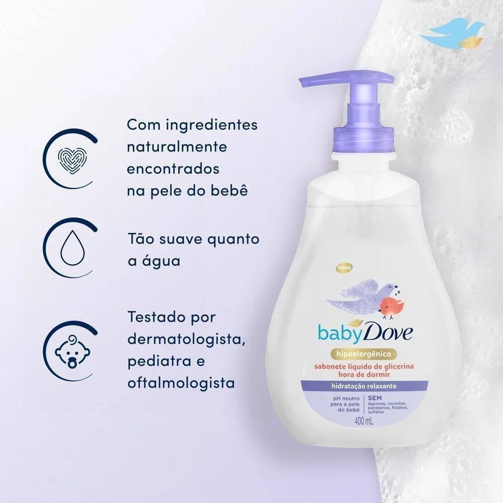 Sabonete Líquido De Glicerina Hidratação Relaxante Dove Baby Hora De Dormir Frasco 400ml 400ml 2
