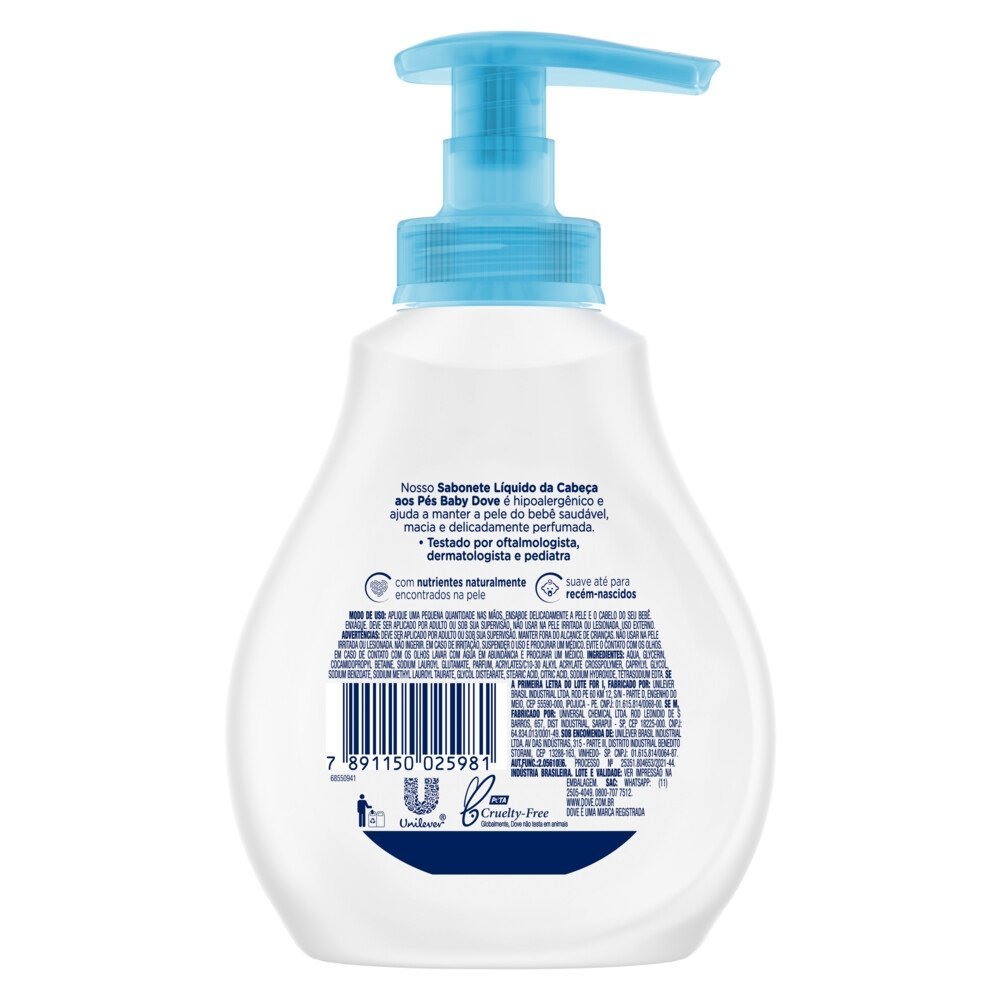 Sabonete Líquido Baby Dove Hidratação Enriquecida 200 Ml 200ml 3