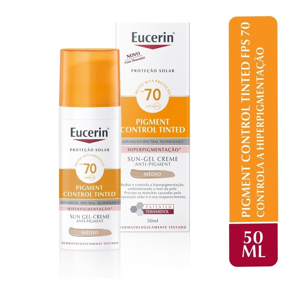 Protetor Solar Facial Eucerin Pigment Control Tinted Cor Médio Fps70 50g Médio 4