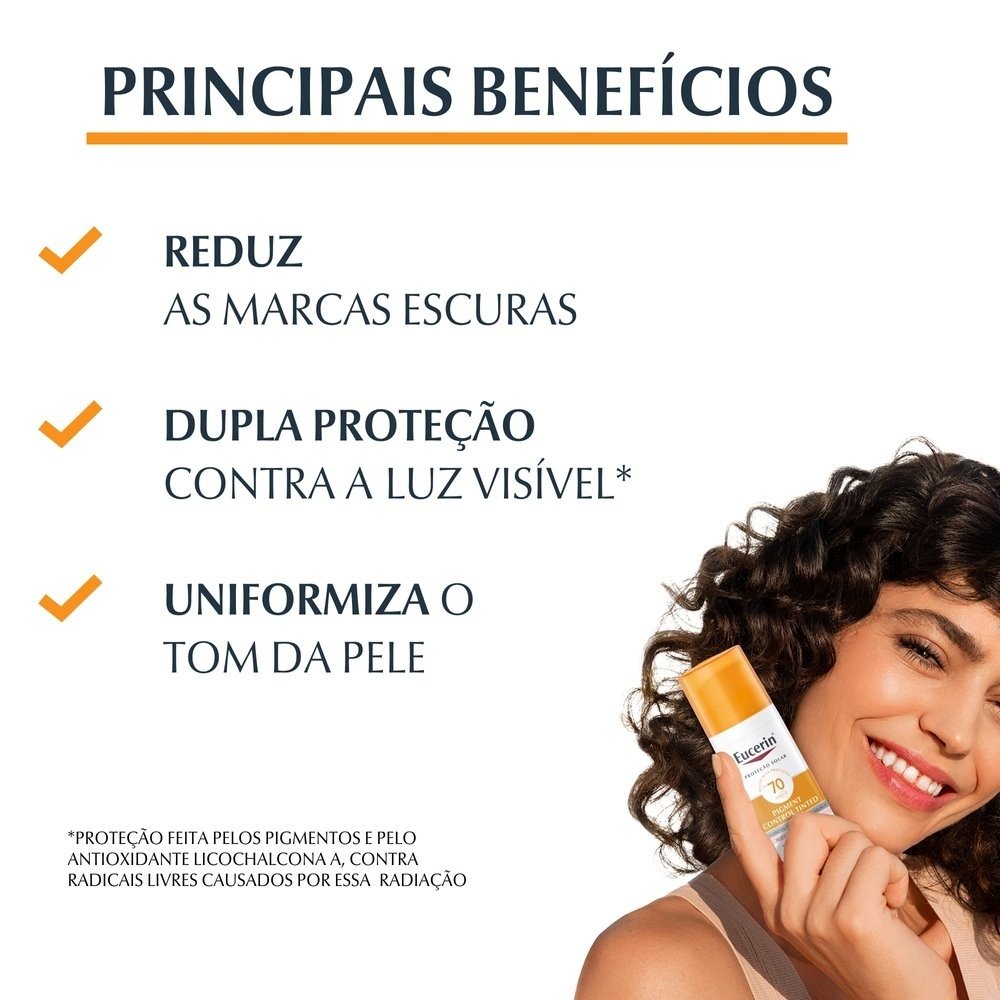 Protetor Solar Facial Eucerin Pigment Control Tinted Cor Médio Fps70 50g Médio 6