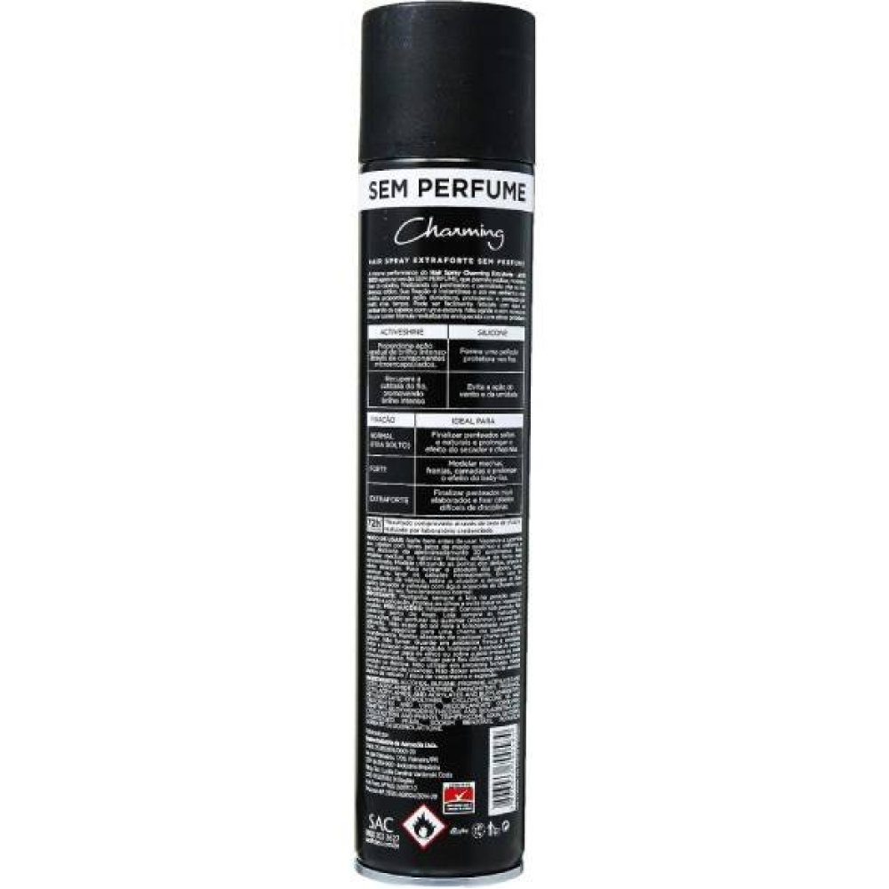 Hair Spray Charming Black Extra Forte Sem Perfume 400ml 400ml 3