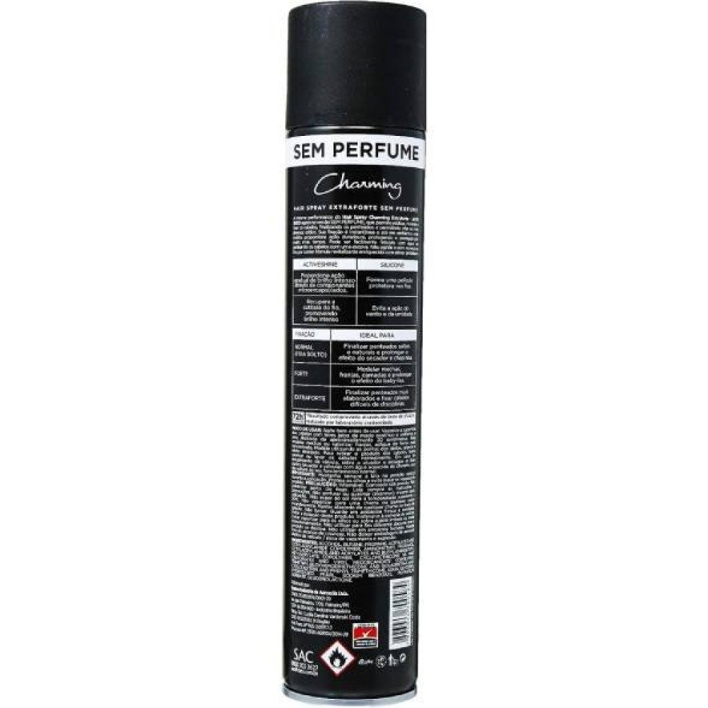 Hair Spray Charming Black Extra Forte Sem Perfume 400ml 400ml 4
