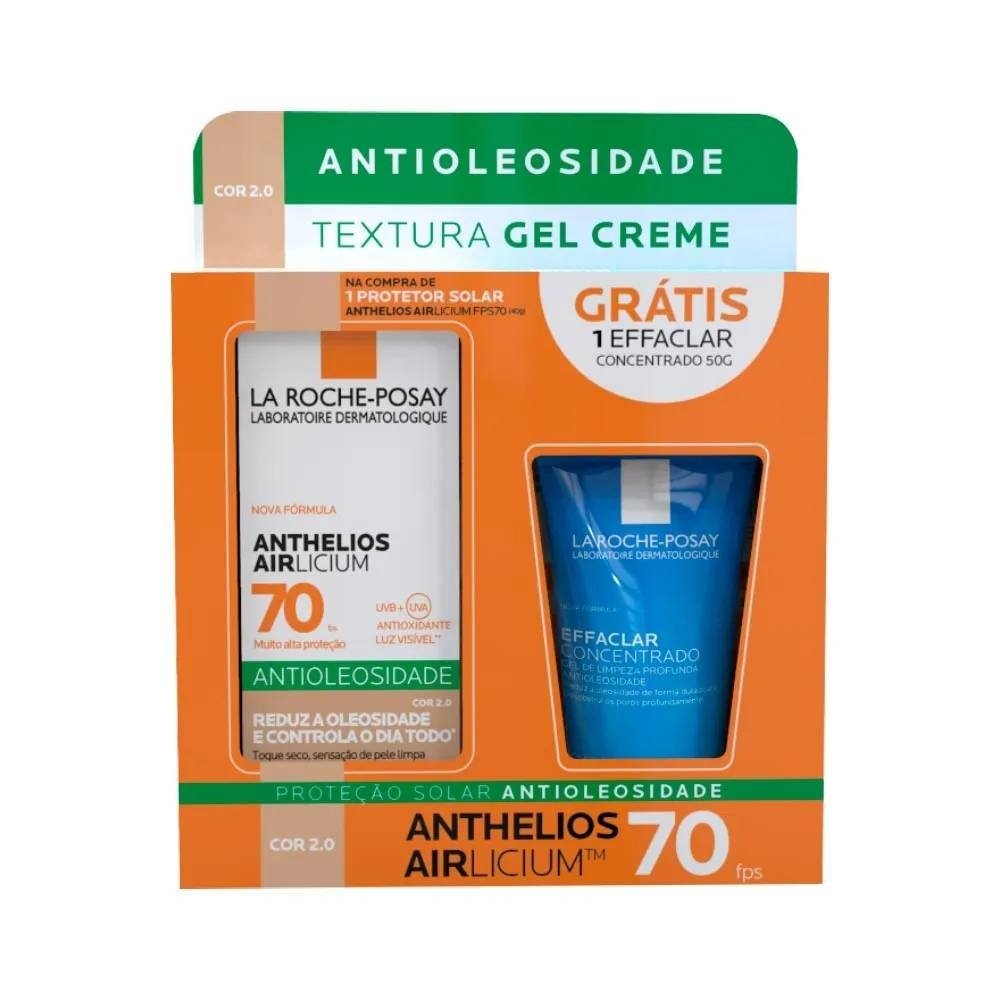 Kit La Roche Posay Rotetor Solar Facial Anthelios Airlicium Cor 2.0 Fps70 Ganhe Effaclar Gel Concent ÚNICO 1