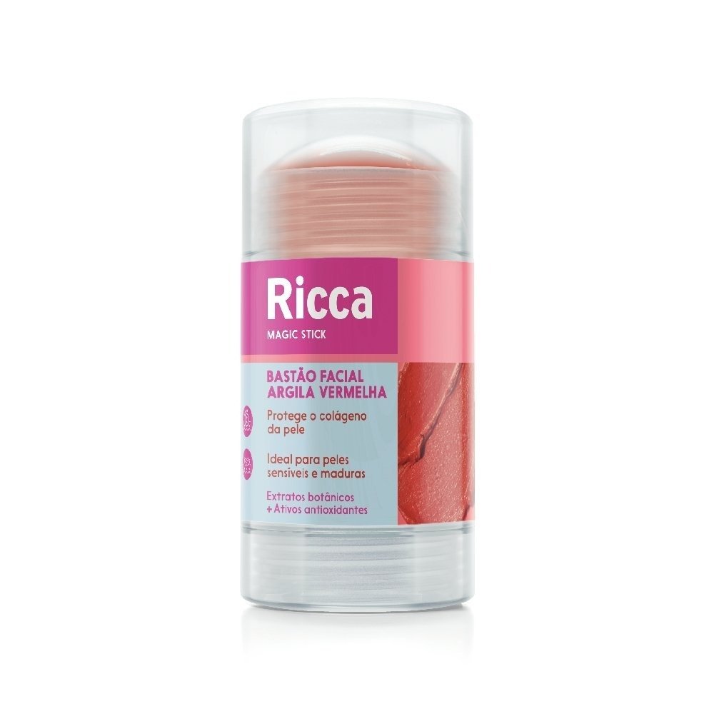 Bastão Facial Ricca Argila Vermelha 30g Vermelha 2