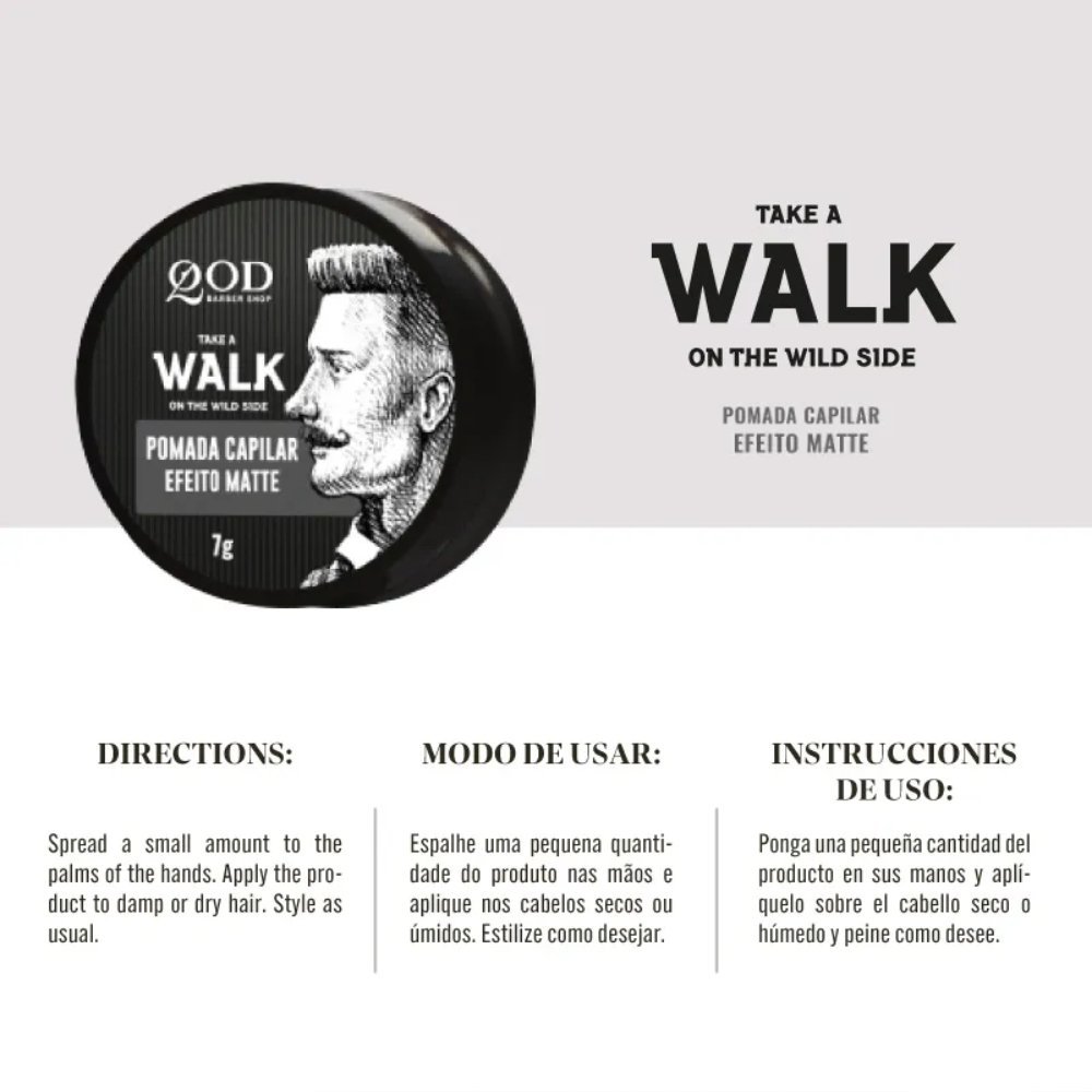 Kit Qod Barber Shop Shampoo Whisky 100ml + Pomada Modeladora Capilar Walk 7g ÚNICO 3